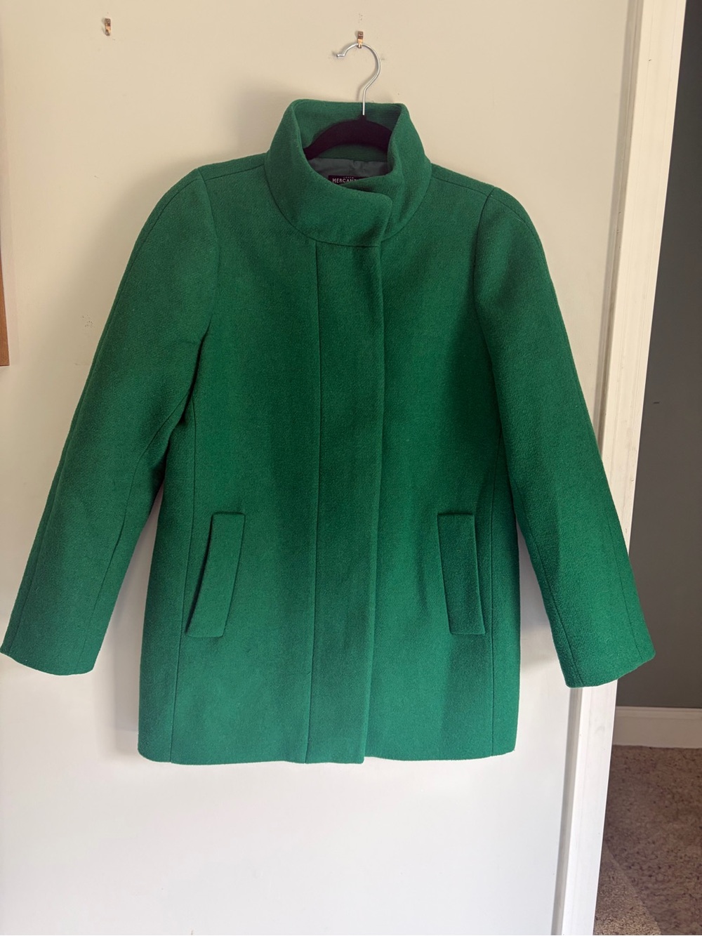 J Crew Mercantile Green City Wool-Blend Coat Zip Size 6